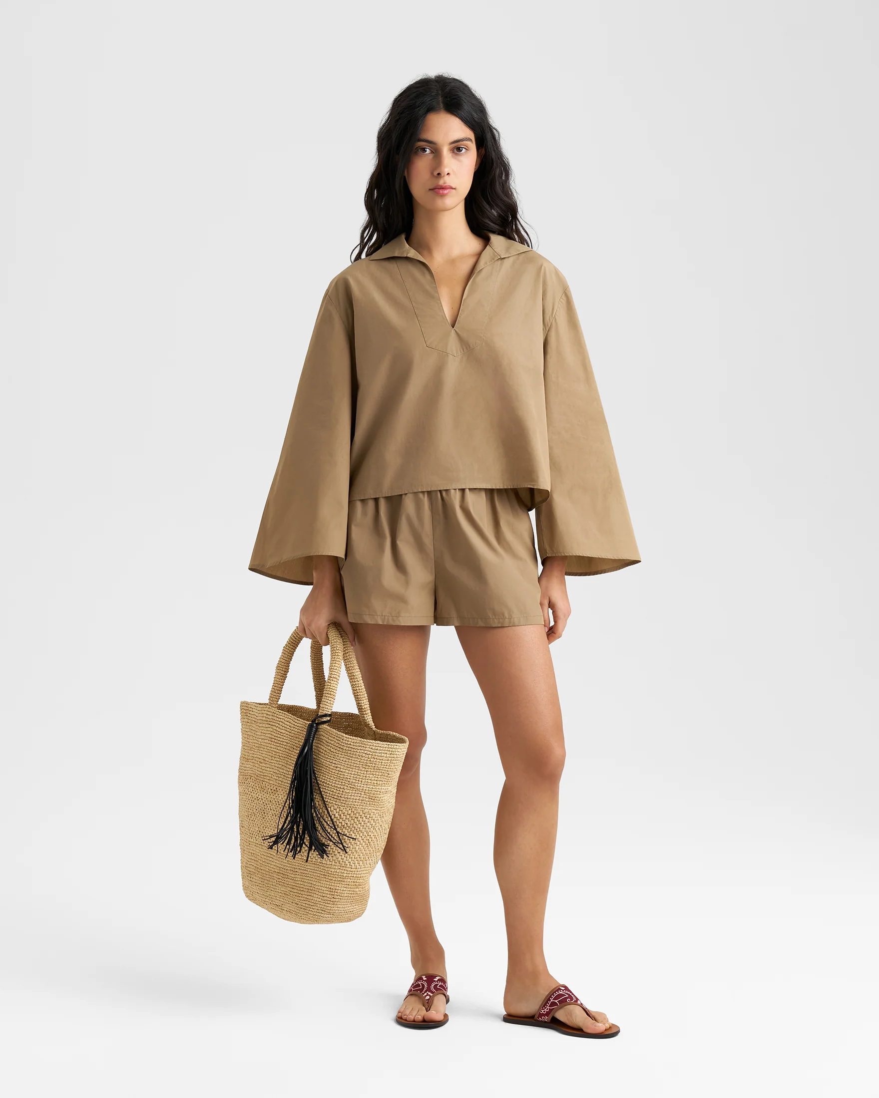 Cotton Popeline Bahia Shorts - C29BV - Earthwood - Image 2