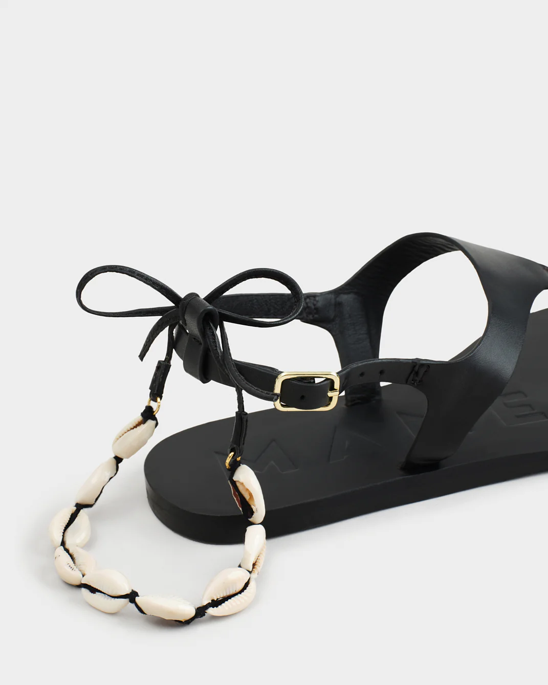 Leather Thongs Sandals With Shell Anklet - X33Y0 - Canyon - Black - Image 4