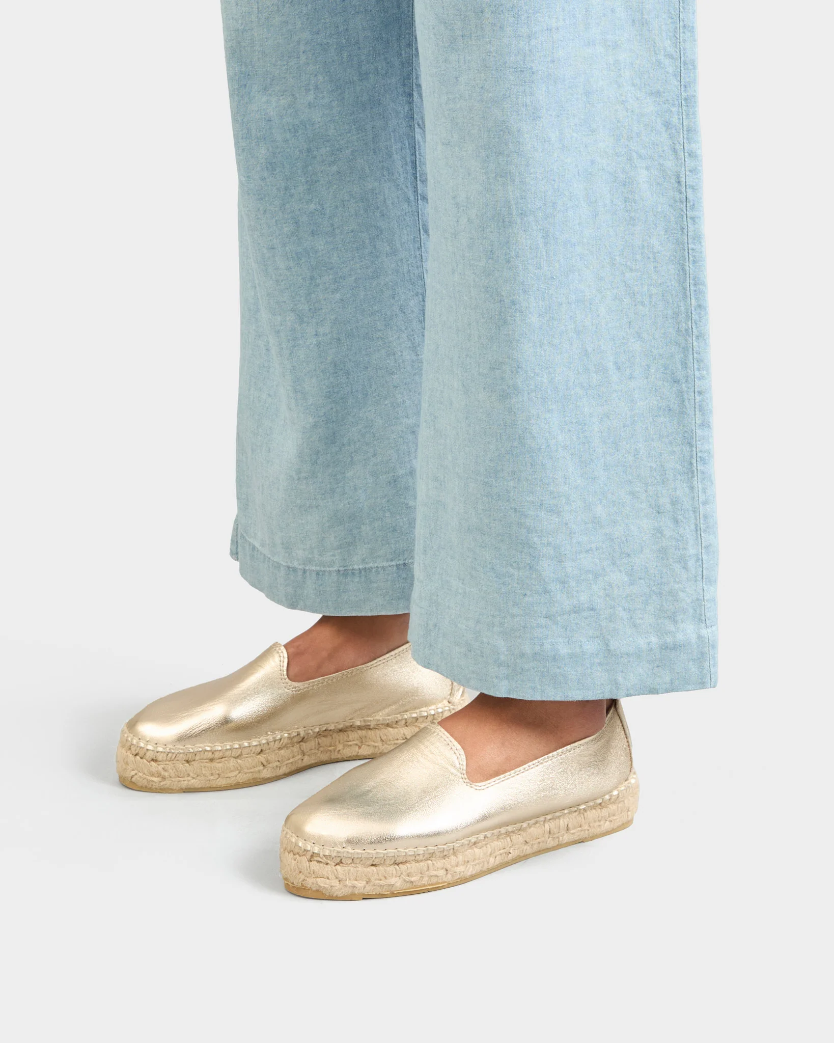 Metallic Leather Double Sole Espadrilles - Z88D0 - Canyon - Platinum - Image 2