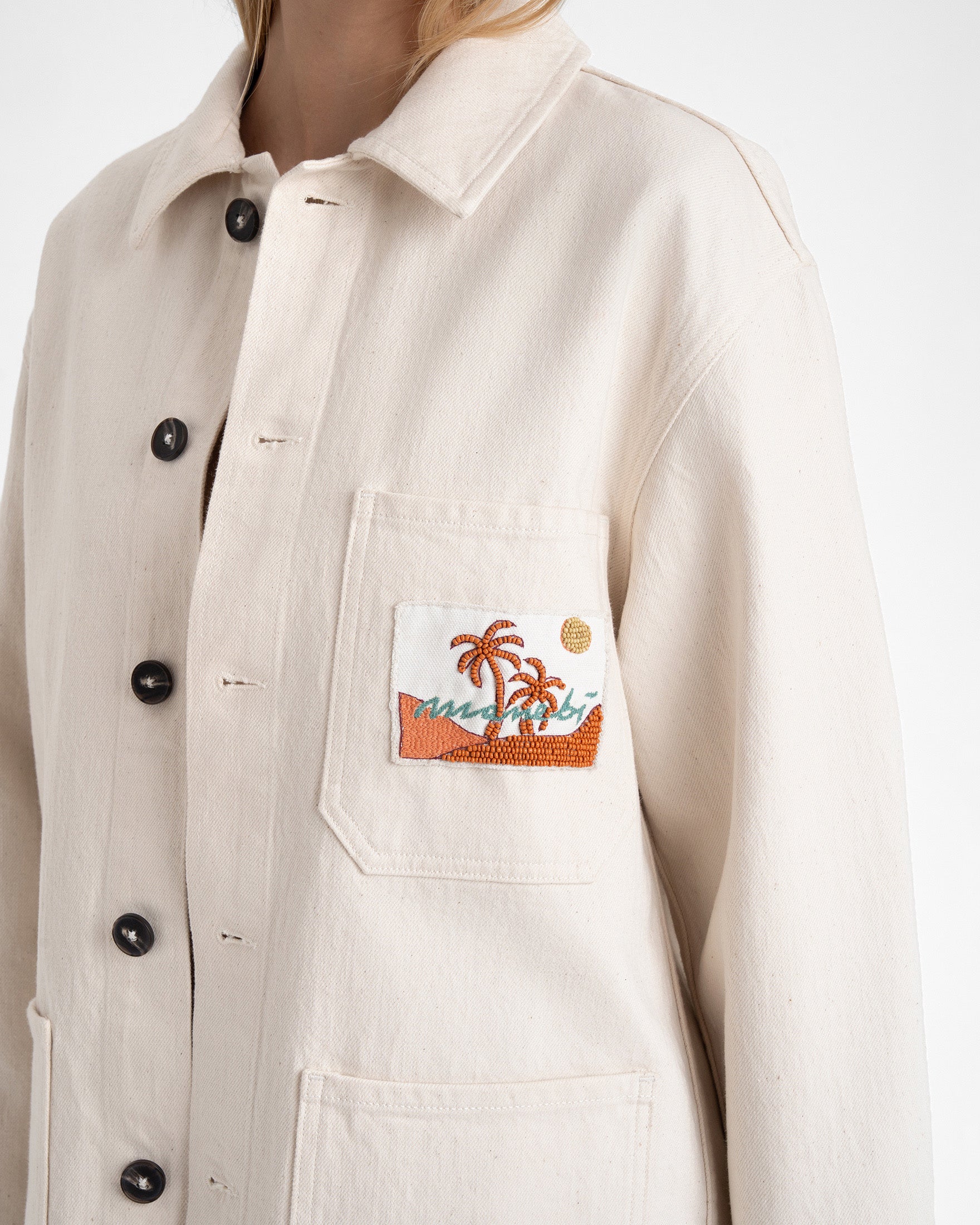 Raw Cotton Twill Ventana Overshirt - C96KZ - Ecru - Image 2
